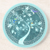 Boho Blue Birds Tree Beverage Coaster Getränkeuntersetzer (Vorne)