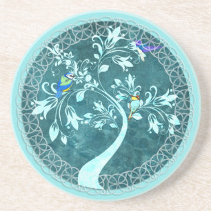 Boho Blue Birds Tree Beverage Coaster Getränkeuntersetzer