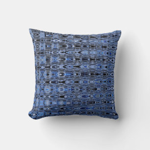 Boho Blue Black Gray Millefiori Zig Zag Mosaic Kissen
