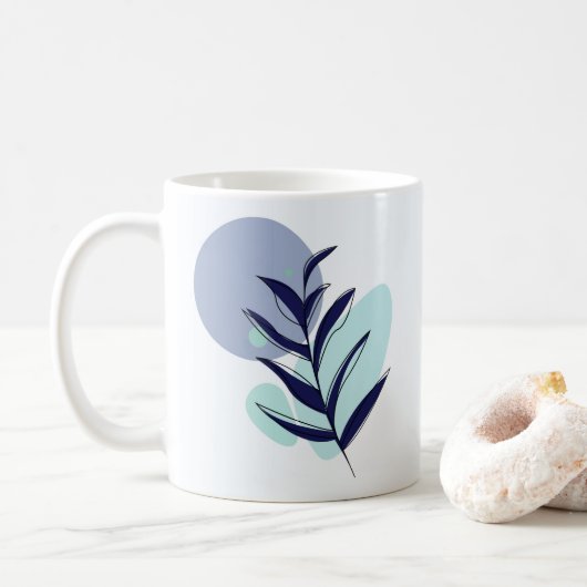 Boho Blue Blume Kaffeetasse (Mit Donut)