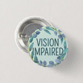 Boho Blue Botanical Blätter Sehbehinderung Button (Vorne & Hinten)