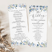 Boho Blue Botanical Wedding Program Menükarte