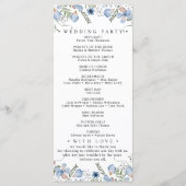 Boho Blue Botanical Wedding Program Menükarte (Rückseite)
