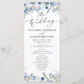 Boho Blue Botanical Wedding Program Menükarte (Vorderseite)