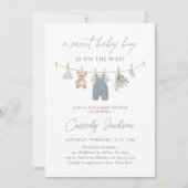 Boho Blue Boy Baby Clothes Baby Dusche Einladung (Vorderseite)