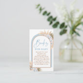 Boho Blue Boy Pampas Grass Books for Baby Card Begleitkarte (Stehend Vorderseite)