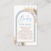 Boho Blue Boy Pampas Grass Books for Baby Card