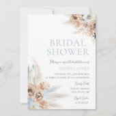 Boho Blue Brautparty: Dusty Blue & Ivory Floral Einladung (Vorderseite)