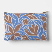 Boho Blue & Brown Modern Floral Pattern Monogramm Zubehörtasche (Rückseite)