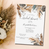 Boho Blue Brown Pampas Grass Palm Blätter Bridal S Einladung