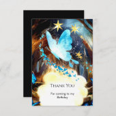 Boho Blue Butterfly Birthday Dankeskarte (Vorne/Hinten)