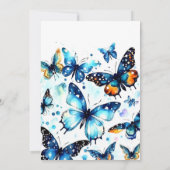 Boho Blue Butterfly Boy Birthday Einladung (Rückseite)