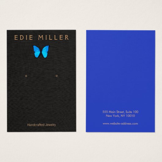 Boho Blue Butterfly Earring Display Card (Vorne & Hinten)