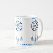 Boho Blue Celestial Sky Mandala Chic Dreamcatcher Kaffeetasse (VorderseiteRechts)