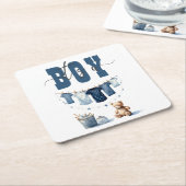 Boho Blue Clothesline Sweet It a Boy Baby Dusche Rechteckiger Pappuntersetzer (angewinkelt)