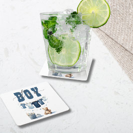 Boho Blue Clothesline Sweet It a Boy Baby Dusche Rechteckiger Pappuntersetzer