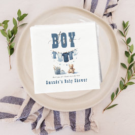 Boho Blue Clothesline Sweet It a Boy Baby Dusche Serviette
