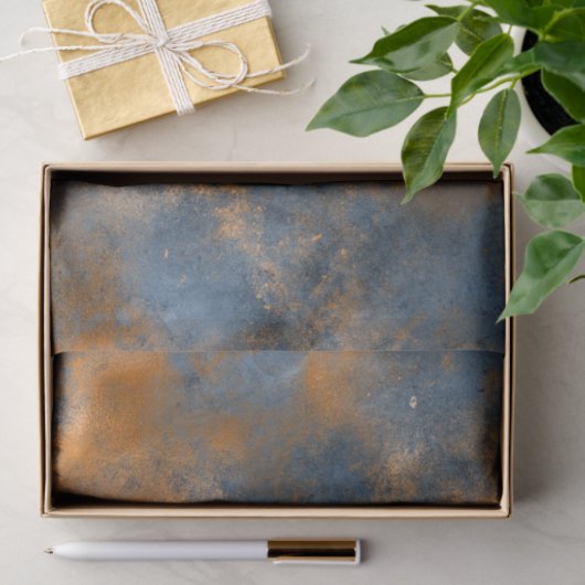 Boho Blue Copper Graphic Abstrakt Seidenpapier (Geschenk)
