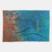 Boho Blue Copper Rustic Geschirrtuch (Horizontal)