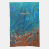 Boho Blue Copper Rustic Geschirrtuch (Vertikal)