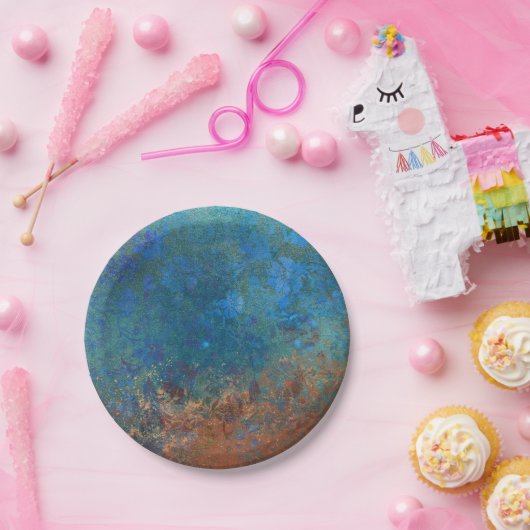 Boho Blue Copper Rustic Pappteller (Party)