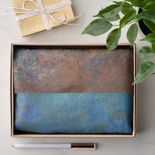 Boho Blue Copper Rustic Seidenpapier (Geschenk)