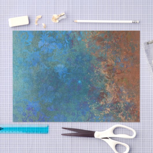 Boho Blue Copper Rustic Seidenpapier (Handwerk)