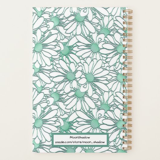 Boho Blue Daisy Muster Online Business Planner Planer (Rückseite)