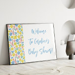 Boho Blue Ditsy Floral Custom Baby Dusche Willkomm Poster<br><div class="desc">Boho Blue Yellow Ditsy Floral Custom Baby Dusche Begrüßungspaket</div>