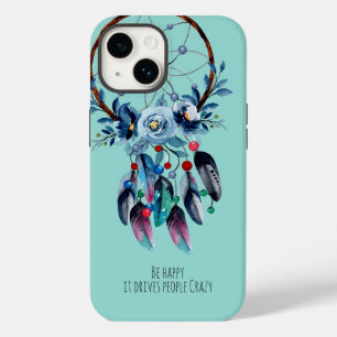 Boho Blue Dreamcatcher Fun Quote Feather Floral Case-Mate iPhone 14 Hülle