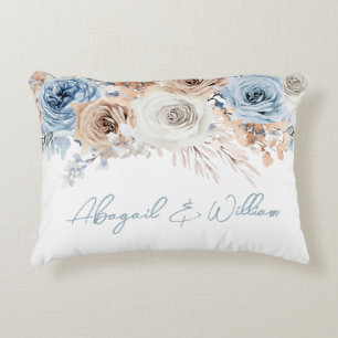 Boho Blue Dusty Blue Bohemisch Floral Wedding Deco Dekokissen