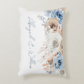 Boho Blue Dusty Blue Bohemisch Floral Wedding Deco Dekokissen (Vorderseite(Vertikal))