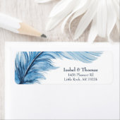Boho Blue Elegant Watercolor Feather Address (Insitu)