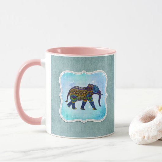 Boho Blue Elephant Tasse (Mit Donut)