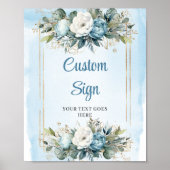 Boho Blue Eucalyptus Gold Frame DIY Wedding Sign Poster (Vorne)