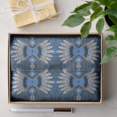 Boho Blue Feather Graphic Pattern Seidenpapier (Geschenk)