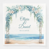 Boho Blue Floral Arch Beach Wedding Serviette (Vorderseite)
