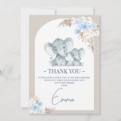 Boho Blue Floral Arch Elephant Danke Karte (Vorderseite)