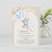 Boho Blue Floral Arch Little Peanut Baby Dusche Einladung (Stehend Vorderseite)