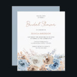 Boho Blue Floral Budget Bridal Dusche Einladung<br><div class="desc">Boho Blue Floral Budget Bridal Dusche Einladung</div>