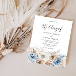 Boho Blue Floral Budget Einladung Hochzeit<br><div class="desc">Boho Blue Floral Budget Einladung Hochzeit</div>