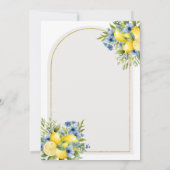 Boho Blue Floral Citrus Lemonade Brautparty Einladung (Rückseite)