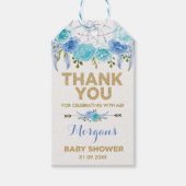 Boho Blue Floral Dreamcatcher Baby Shower Favorite Geschenkanhänger (Vorderseite)