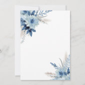 Boho Blue Floral Greenerity Wedding Einladung (Rückseite)