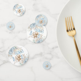 Boho Blue Floral Pampas Teddy Bear Boy Baby Dusche Konfetti