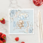 Boho Blue Floral Pampas Teddy Bear Boy Baby Dusche Serviette (Beispiel)