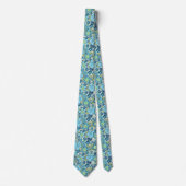 Boho Blue FLoral Retro Muster Krawatte (Vorderseite)