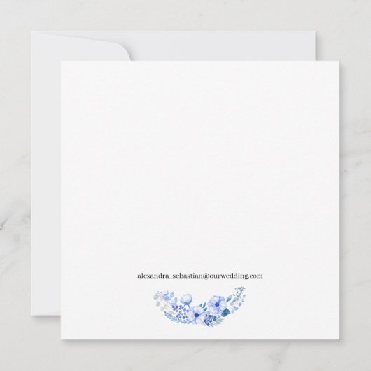 Boho Blue Floral Rustic Wedding Einladung (Rückseite)