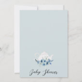 Boho Blue Floral Tea Baby Braut Baby Dusche Einladung (Rückseite)