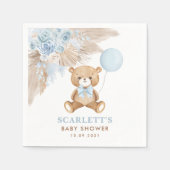Boho Blue Floral Teddy Bear Baby Boy Dusche Serviette (Vorderseite)